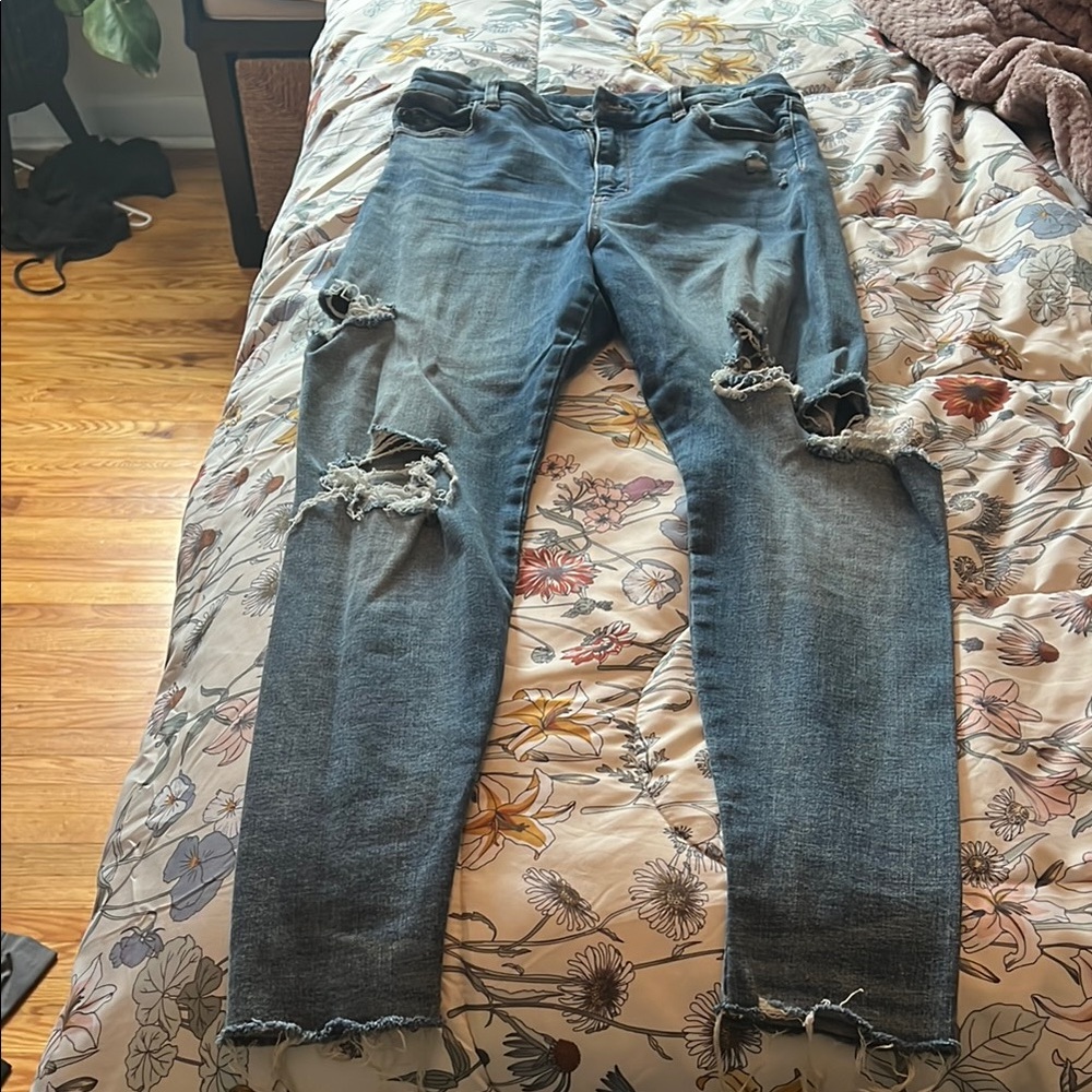 Distressed Blue Jeans